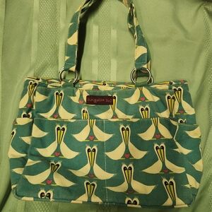 Bungalow 360 Teal & Cream Pelican-Print Canvas Tote